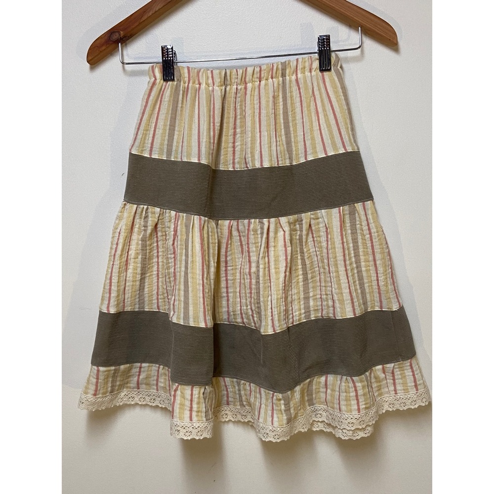 Mom and Pop's Kids Midi Skirt Girl 6/7 Gauze Corduroy Patchwork Western Lace